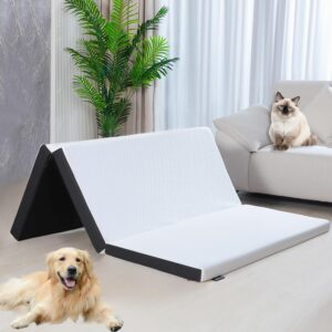 3 inch Memory Foam Trifold Cot Size Folding Mattress, Portable Travel Mattress, Breathable & Washable Fabric Cover, Perfect for Guest Bed, Camping, Road Trip, 75"x31"x3"
