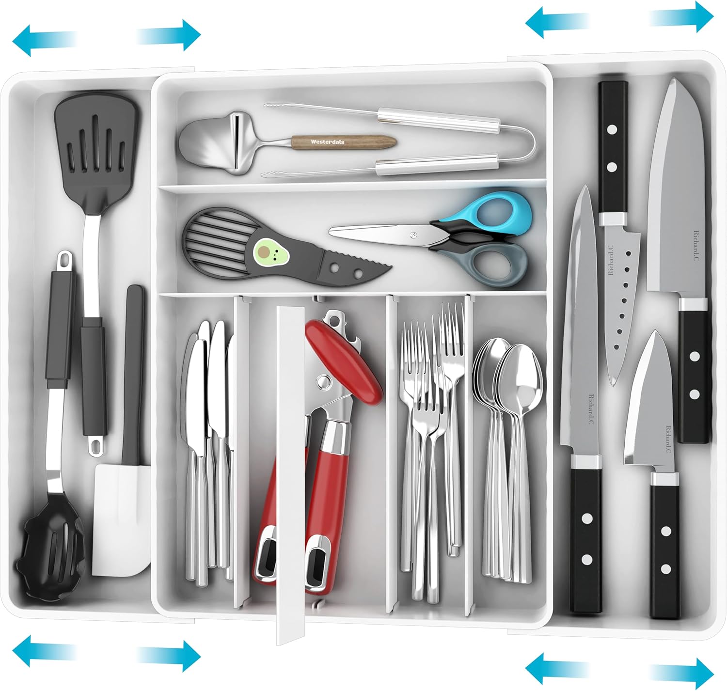 Drawer organizers for RV kitchen storage