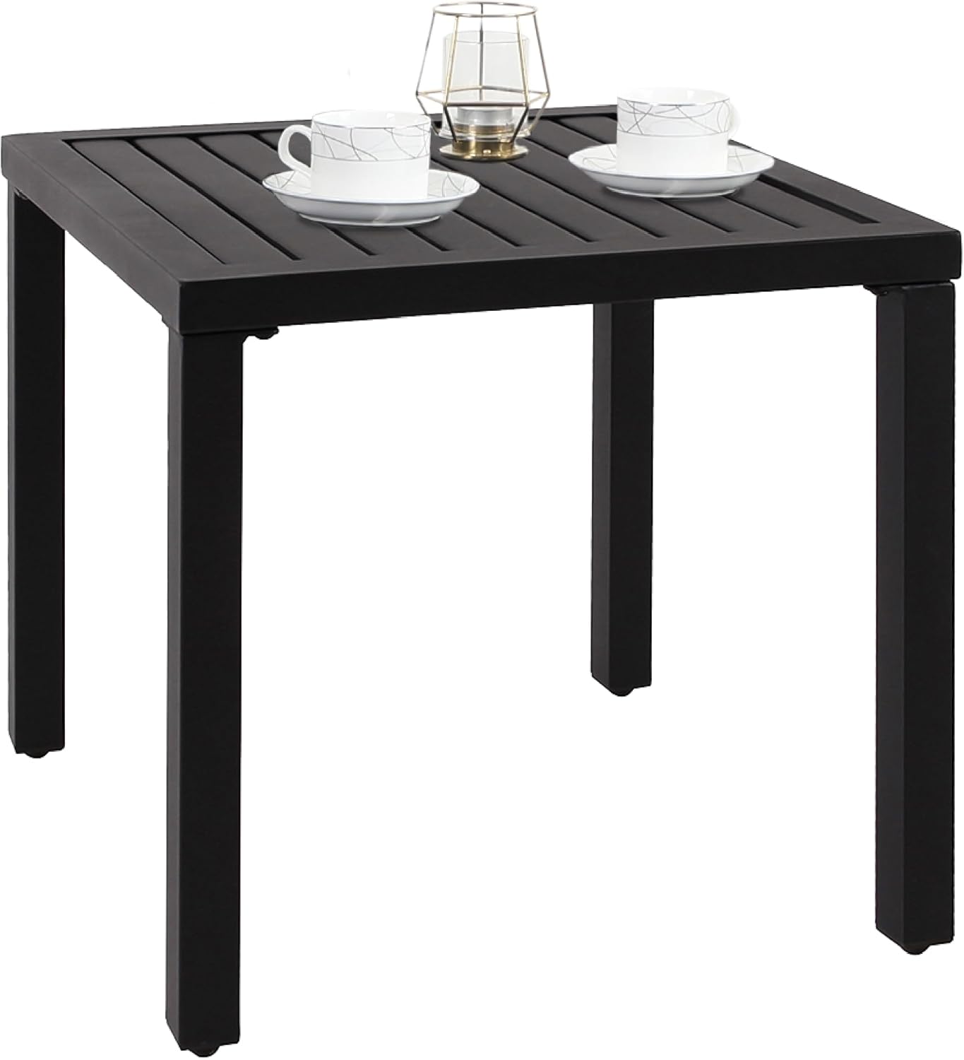 Metal bistro table for outdoor dining