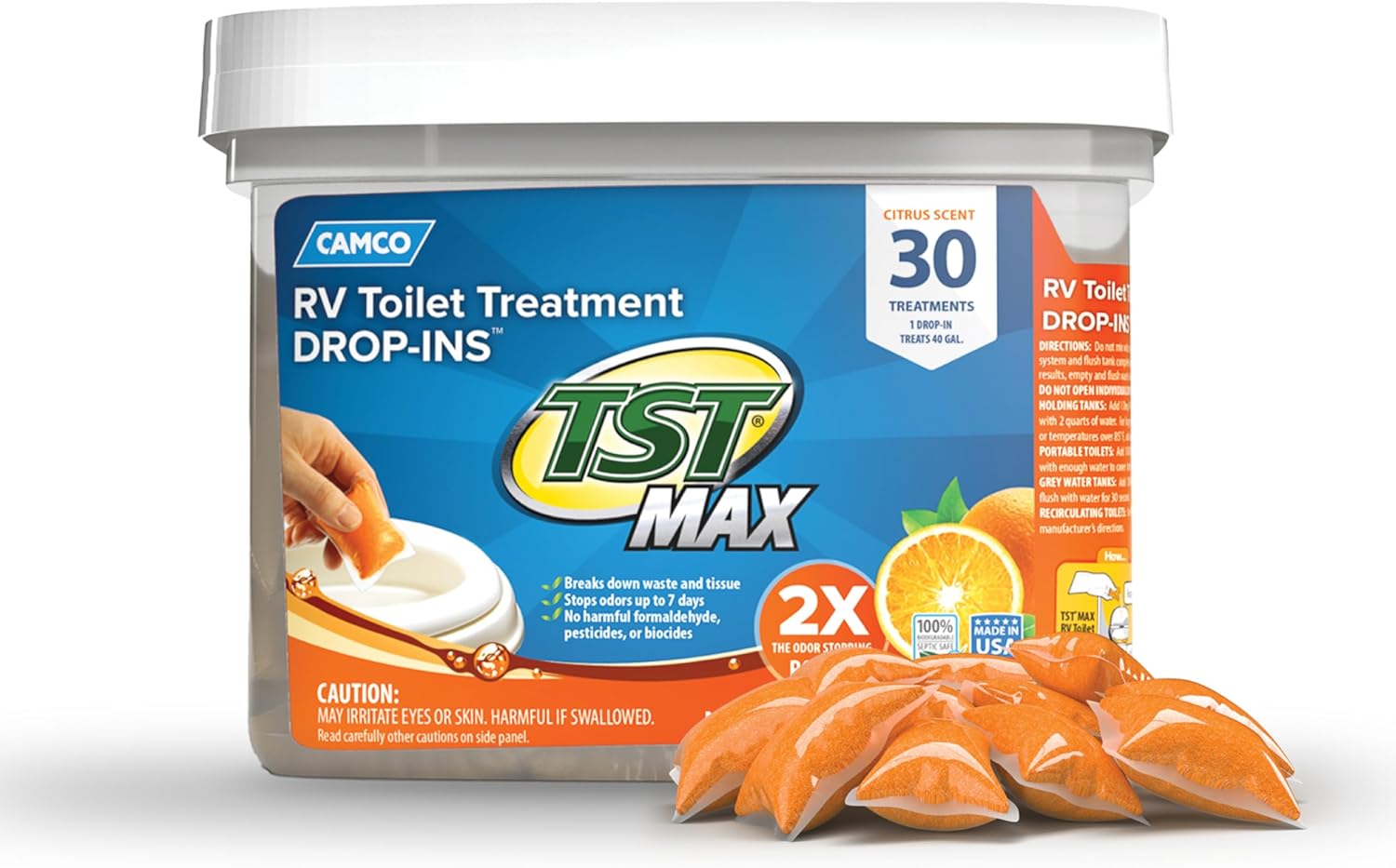 RV sewer management - chemical tank treatment tablets