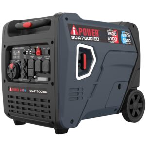 A-iPower 7600W Dual Fuel Quiet Portable Inverter Generator, Electric Start RV Ready, EPA & CARB Compliant CO Sensor, With Telescopic Handle For Backup Home Use, Tailgating &...