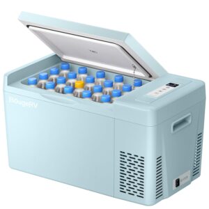 BougeRV Green 23Quart Portable Refrigerator, 12 Volt Fridge 22L, Portable Freezer Compressor Cooler 12/24V DC 110~240 Volt AC for Truck Van RV Camper -8℉~50℉