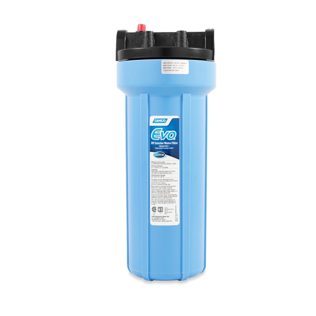Camco Evo RV Water Filter - Features Granulated Activated Carbon for Bacteria Control & a Replaceable Premium Spun Polypropylene Filter Cartridge - Camper Essentials for Clean... Camco Evo RV Water Filter - Features Granulated Activated Carbon for Bacteria Control & a Replaceable Premium Spun Polypropylene Filter Cartridge - Camper Essentials for Clean...