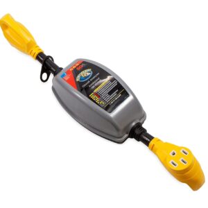 Camco PowerGrip 50-Amp Camper/RV Circuit Analyzer Dogbone | Features Integrated Surge Protection Up to 4200 Joules & Diagnostic LEDs for Fault Indication (55319)