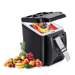 CAYNEL 12V 6 Quart Personal Thermoelectric, 6 Liter Capacity, Portable Electric Cooler Warmer with 12V DC, Small Fridge for Car, RV, and Camping Use