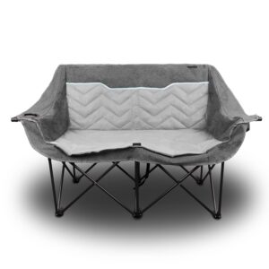 Double Camping Chair Camping Couch 2 Person Camping Chair, Folding Padded Loveseat for Two Adults, Outdoor Camp Foldable Seat Sofa for Lawn Bonfire, Portable Sillas for Living...