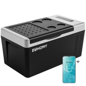 EUHOMY 12 Volt Refrigerator, 19QT(18L) Compressor Electric Cooler APP Control, Car Fridge -4℉~68℉, Portable Refrigerator 12/24V DC 100-240V AC, Portable Freezer for Camping,...