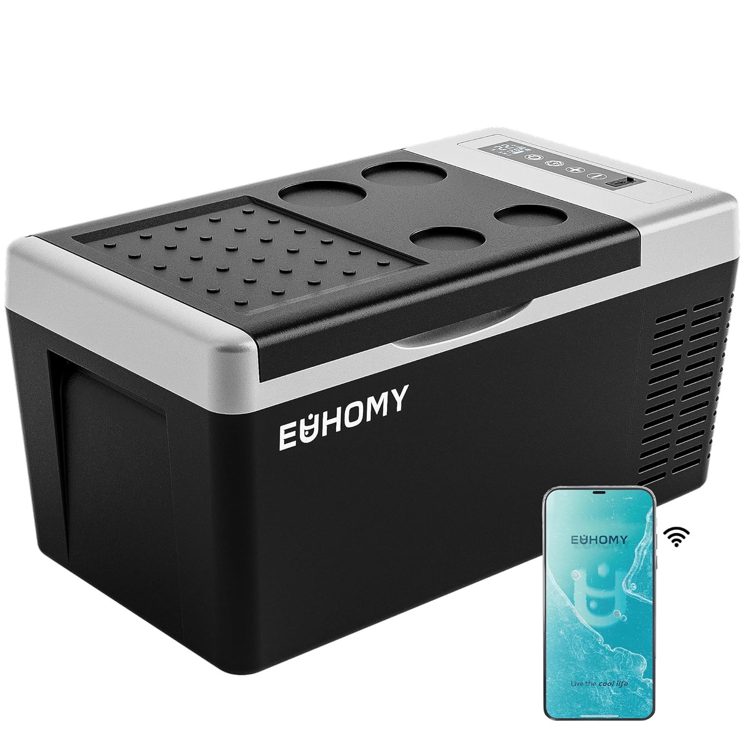 EUHOMY 12 Volt Refrigerator, 19QT(18L) Compressor Electric Cooler APP Control, Car Fridge -4℉~68℉, Portable Refrigerator 12/24V DC 100-240V AC, Portable Freezer for Camping,...
