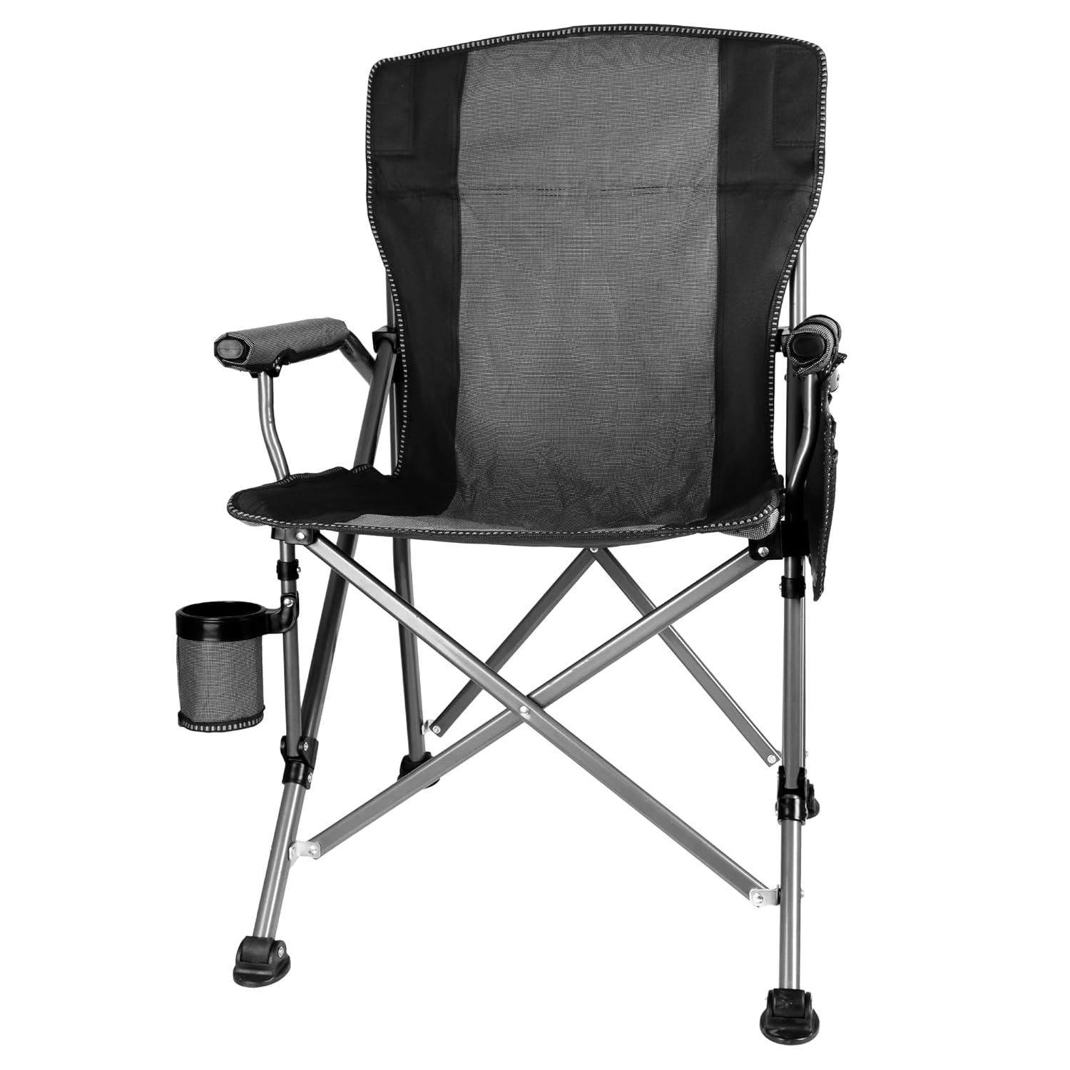 Folding Camping Chair with Cup Holder and Storage Bag, Heavy Duty Support 400 LBS, Oversized Collapsible Portable Camping Chair for Outdoor Camp, Picnic, Travel, Fishing Grey