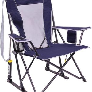GCI Outdoor Comfort Pro Rocker Collapsible Rocking Chair & Outdoor Camping Chair, Indigo Blue
