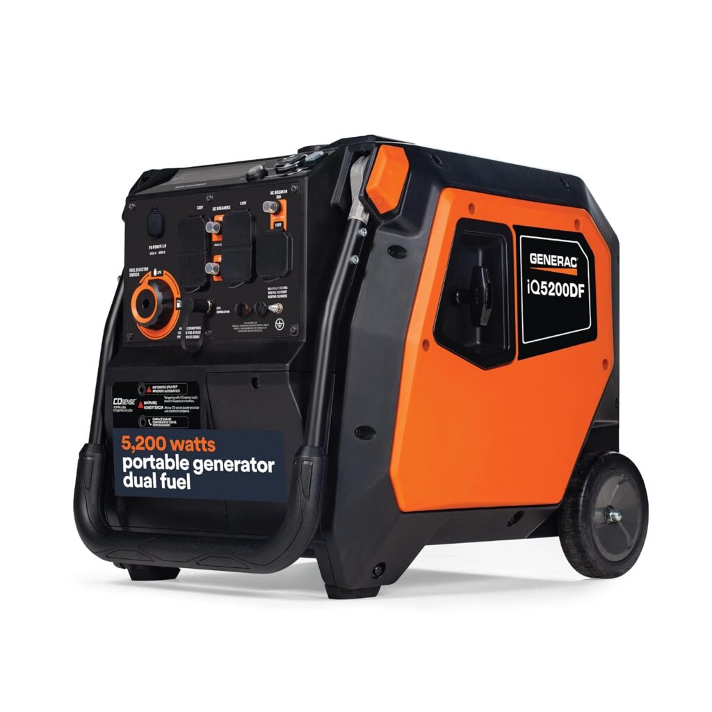 Generac 5,200-Watt Dual-Fuel Portable Inverter Generator - Gas and Propane Compatible - Quiet Operation - Produces Clean, Stable Power - Great for Home Backup, Camping, and RV Use Generac 5,200-Watt Dual-Fuel Portable Inverter Generator - Gas and Propane Compatible - Quiet Operation - Produces Clean, Stable Power - Great for Home Backup, Camping, and RV Use