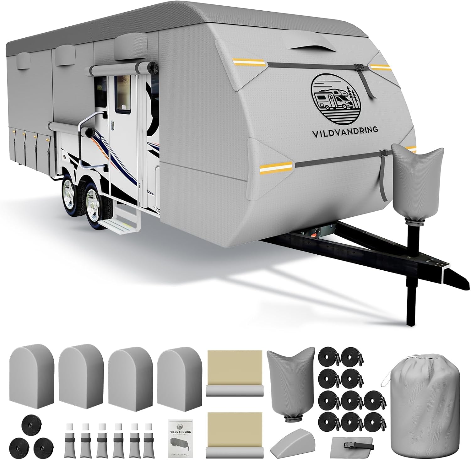 Heavy duty travel trailer cover for weather protection