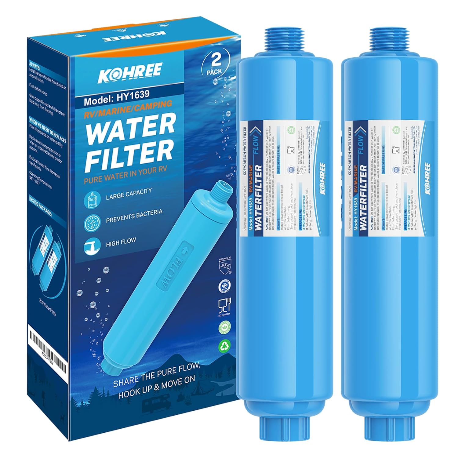 NSF certified inline water filter for RV