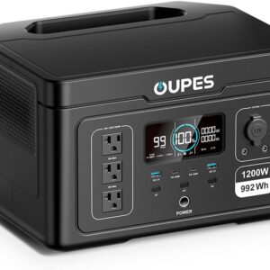 OUPES Exodus 1200 Portable Power Station 1200W, 992Wh Durable LFP Battery Solar Generator w/ 3 1200W AC Outlets (Peak 3600W), 140W USB-C, UPS, for Camping, RVing, Home Backup...