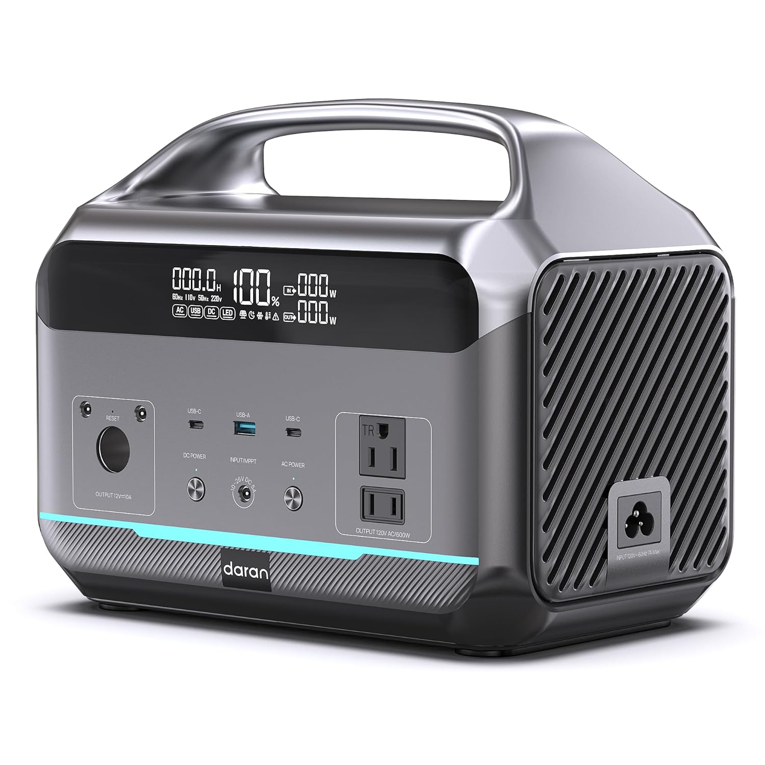 Portable Power Station 600W(1200W Surge), 288Wh(90,000mAh) Solar Generator LiFePO4 Battery with AC Outlets, 1.7H Fast Charging for Home & Emergency, Hurricane, CPAP (Solar...
