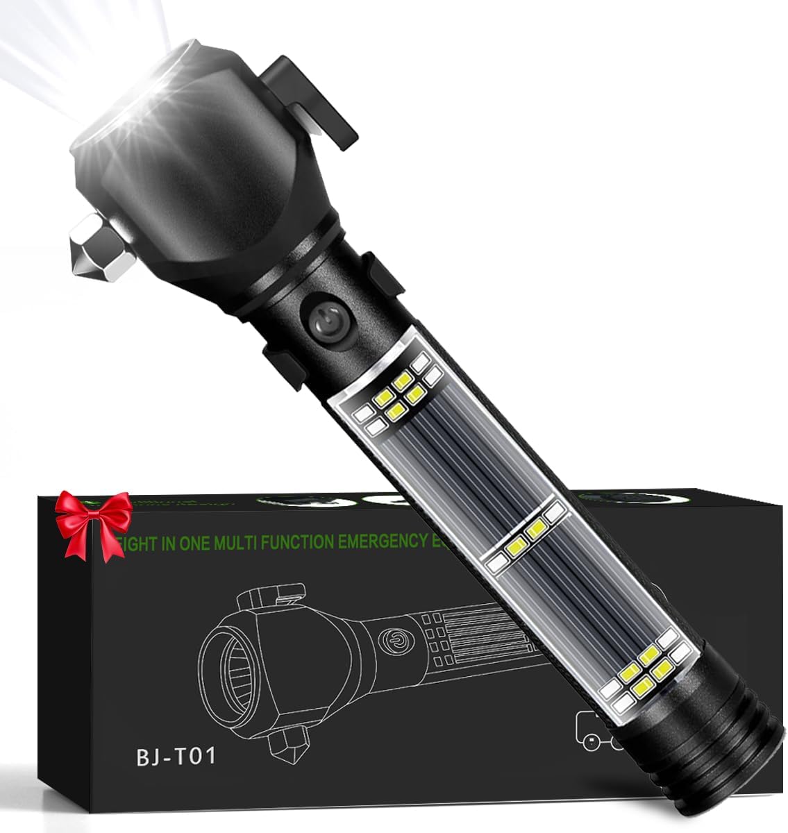 Rechargeable Solar Powered Multi-Function Tactical Flashlight