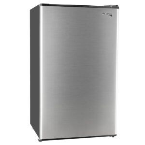 RecPro 3.3 Cu Ft 12V RV Refrigerator | Stainless Steel Frost-Free Fridge with Can Holder | Compact Camper Fridge with Door Storage, 7 Temp Settings | 19”W x 19”D x 32.75”H