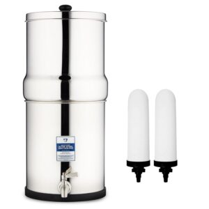 Survivor Filter Ultra Gravity Water Filter System - Stainless Steel Countertop Gravity Fed Water Filter, 2.25 Gallon, for Home and Outdoors - Removes Bacteria, Viruses, and...