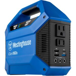 Westinghouse 155Wh 150 Peak Watt Portable Power Station & Solar Generator, Modified Sine Wave AC Outlet, Backup Lithium Battery for Camping, Home, Travel, Indoor/Outdoor Use...