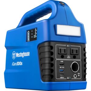 Westinghouse 296Wh 600 Peak Watt Portable Power Station and Solar Generator, Pure Sine Wave AC Outlet, Backup Lithium Battery for Camping, Home, Travel, Indoor/Outdoor Use...